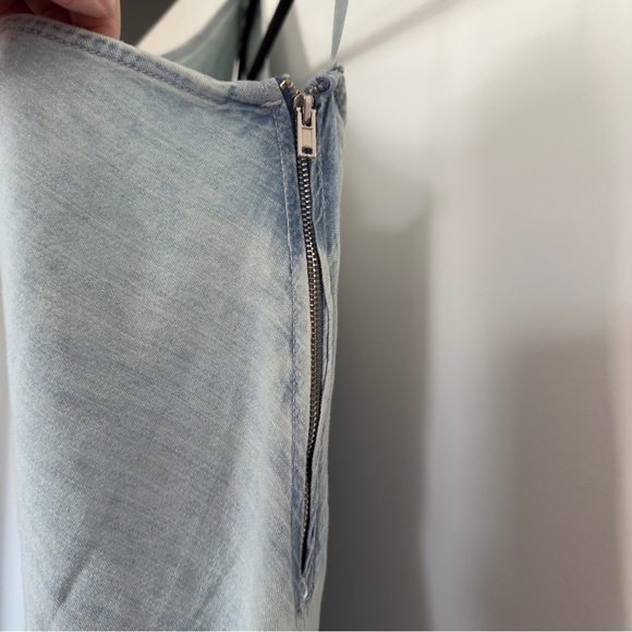 ☁️🌿 NWT ZARA One-Shoulder Denim Midi Dress – Size XL - Picture 4 of 5